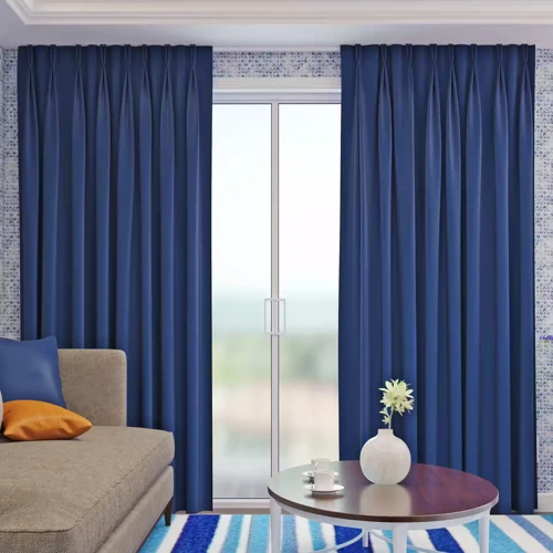 Blackout Curtain - Pinch Pleat - Blue