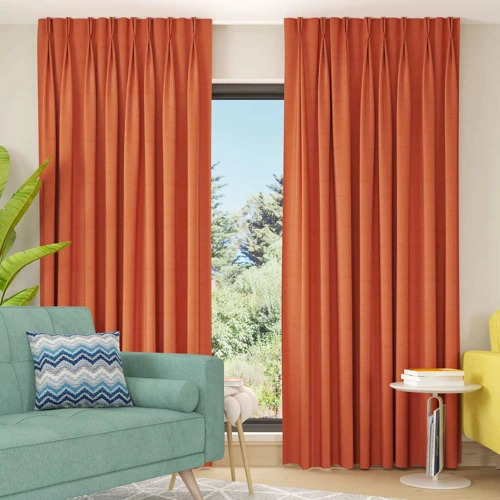 Blackout Curtain - Pinch Pleat - Orange